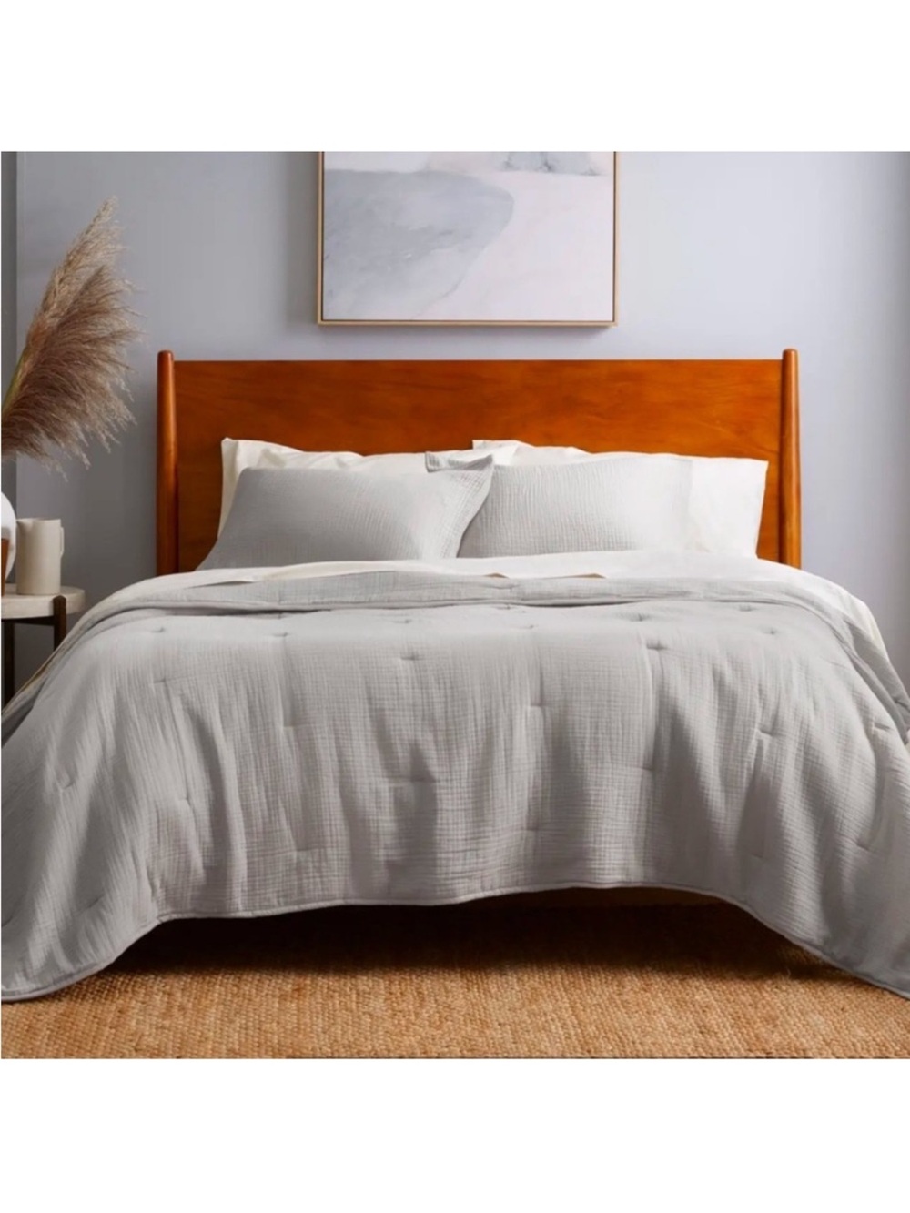 QUINCE Organic Airy Gauze Dream Quilt Set Full/Queen Fog Grey 0714